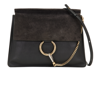 Medium Faye, &pound;220, Handbags, Grey, Leather/Suede, Front view